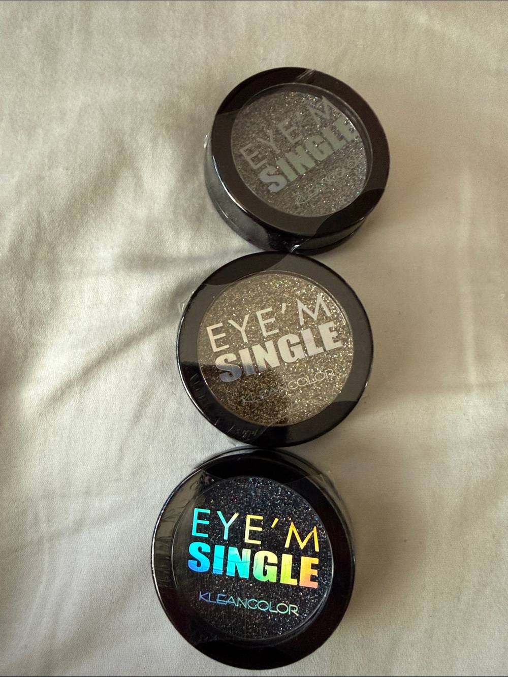 Kleancolor Eye'M Single Glitter Eyeshadow - Silver Glitter Trio